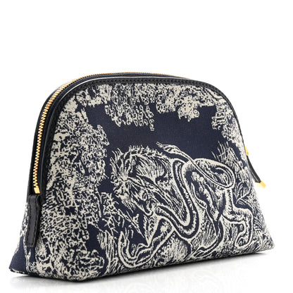 Christian Dior Embroidered Toile De Jouy 30 Montaigne Cosmetic Pouch Blue 3 of 8