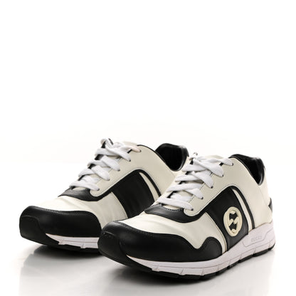 Gucci Calfskin Womens Interlocking G Sneakers 37.5 Black White 3 of 9