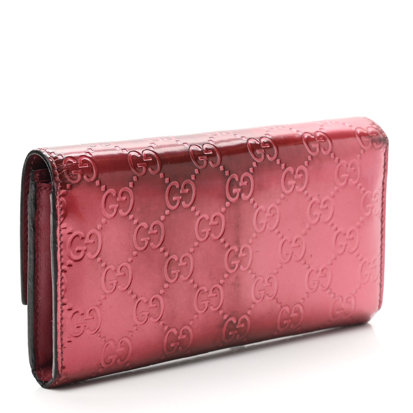 Shine Guccissima Lovely Heart Continental Wallet Tibet Red