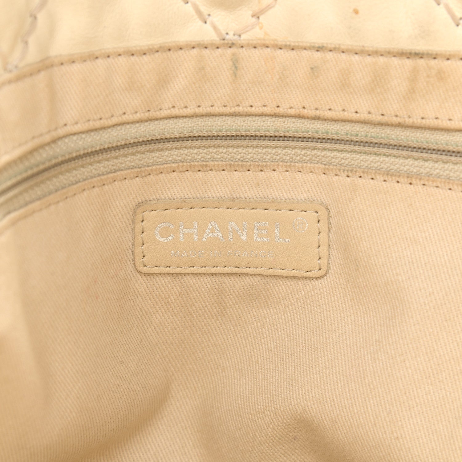 Chanel Calfskin Contrast Stitch Tote Beige 6 of 17