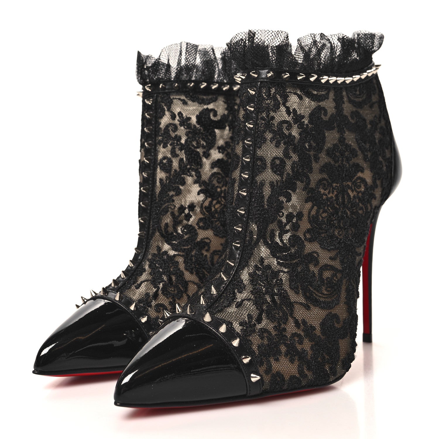 Christian Louboutin Lace Studded Pigalle 100 Booties 39.5 Black 3 of 8