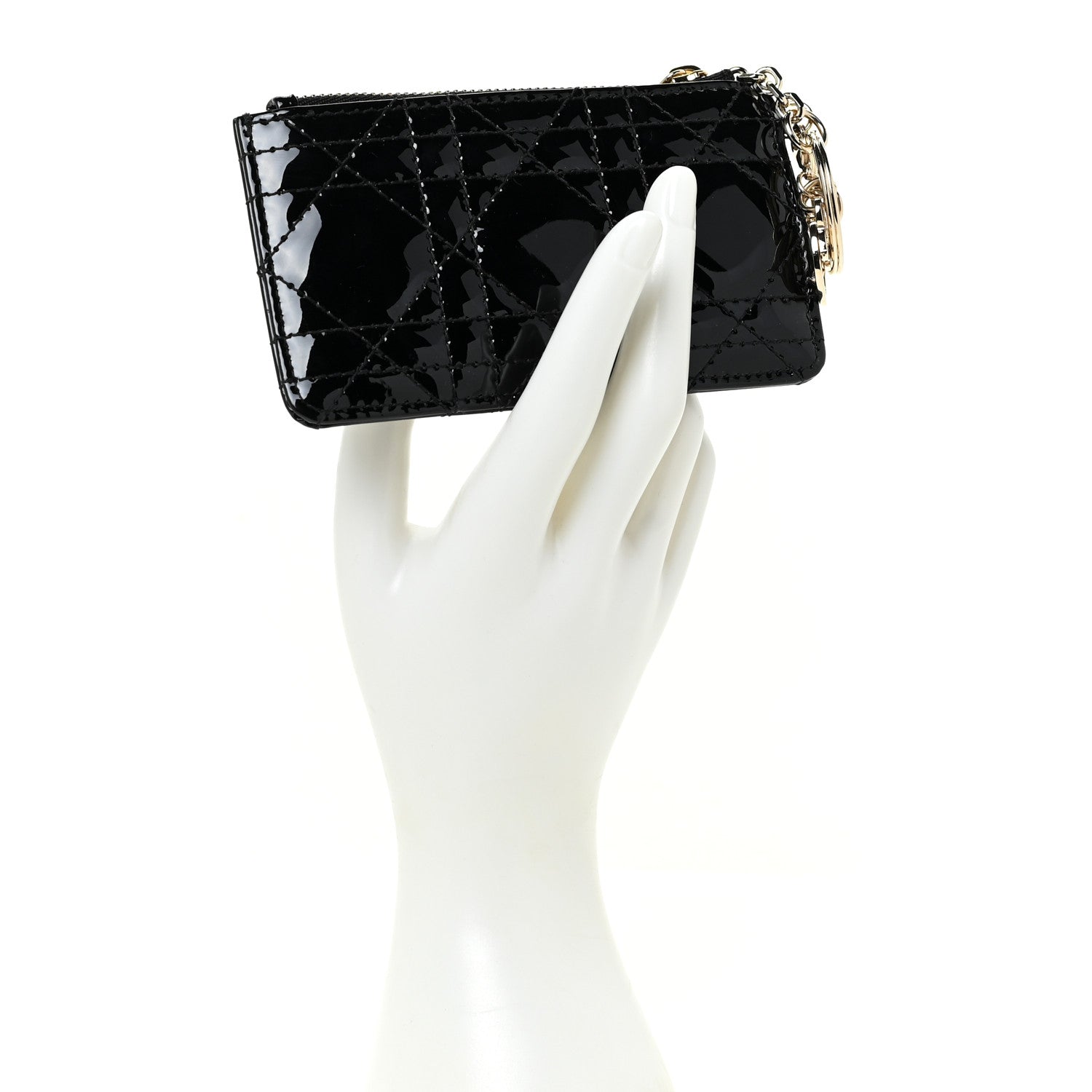 Christian Dior Patent Cannage Lady Dior Card Holder Black 2 of 10