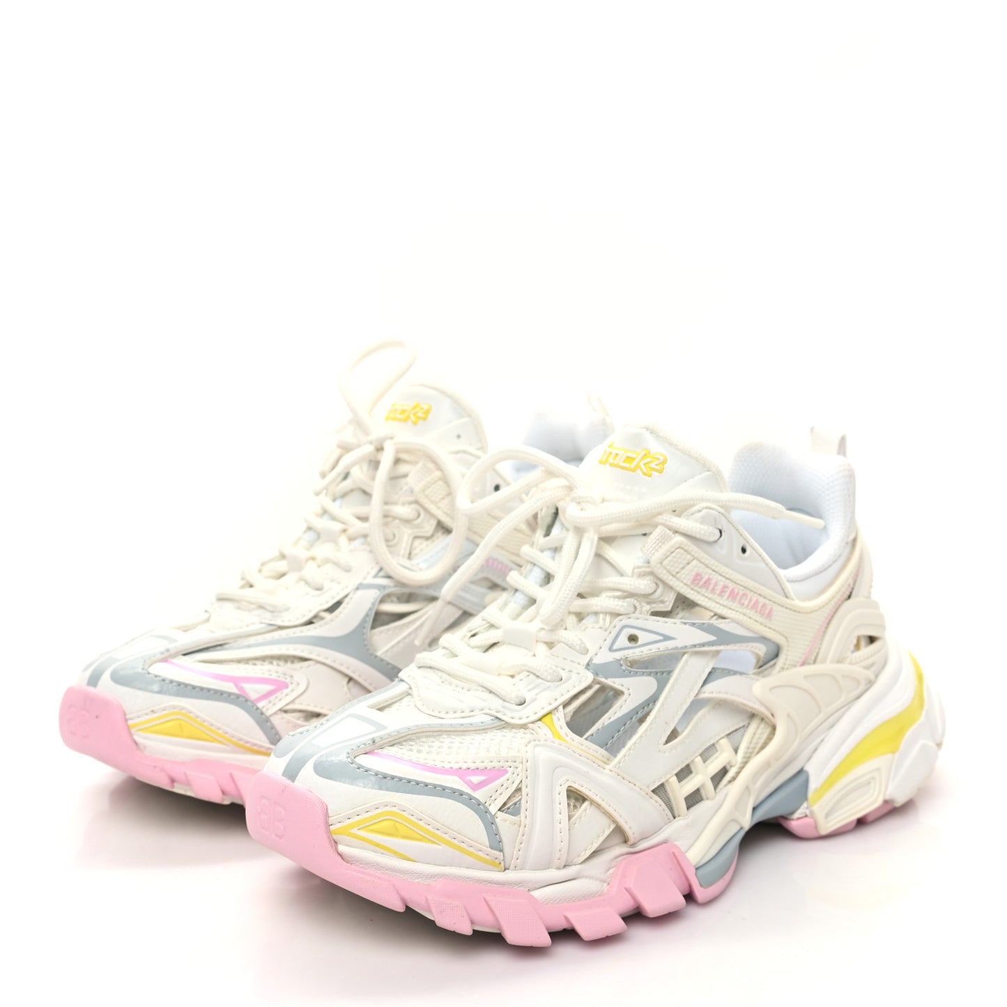 Rubber Mesh Tri-Color Womens Track.2 Open Sneakers 36 Light Yellow Light Pink Light Blue
