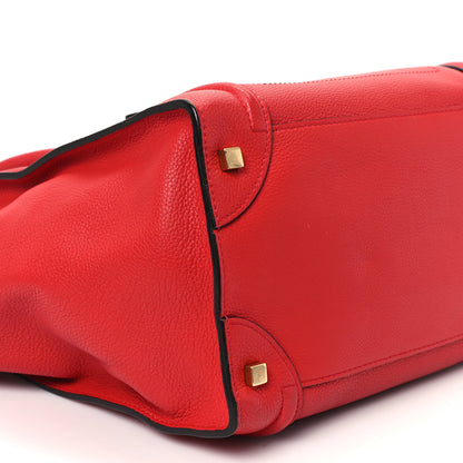 Celine Drummed Calfskin Mini Luggage Coquelicot 8 of 12