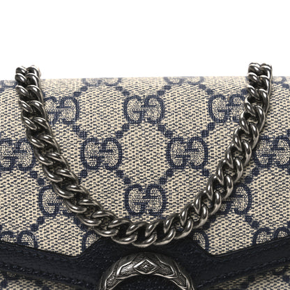 Gucci GG Supreme Monogram Textured Dollar Calfskin Mini Dionysus Chain Wallet Beige Blue 8 of 12