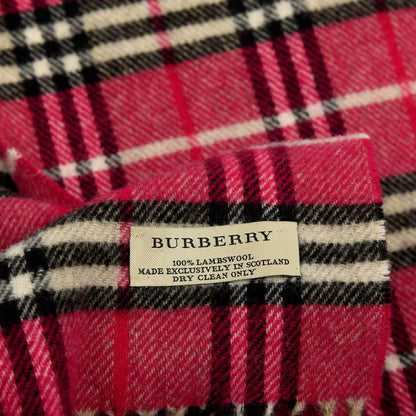Burberry Lambswool Check Fringe Scarf Pink 3 of 3