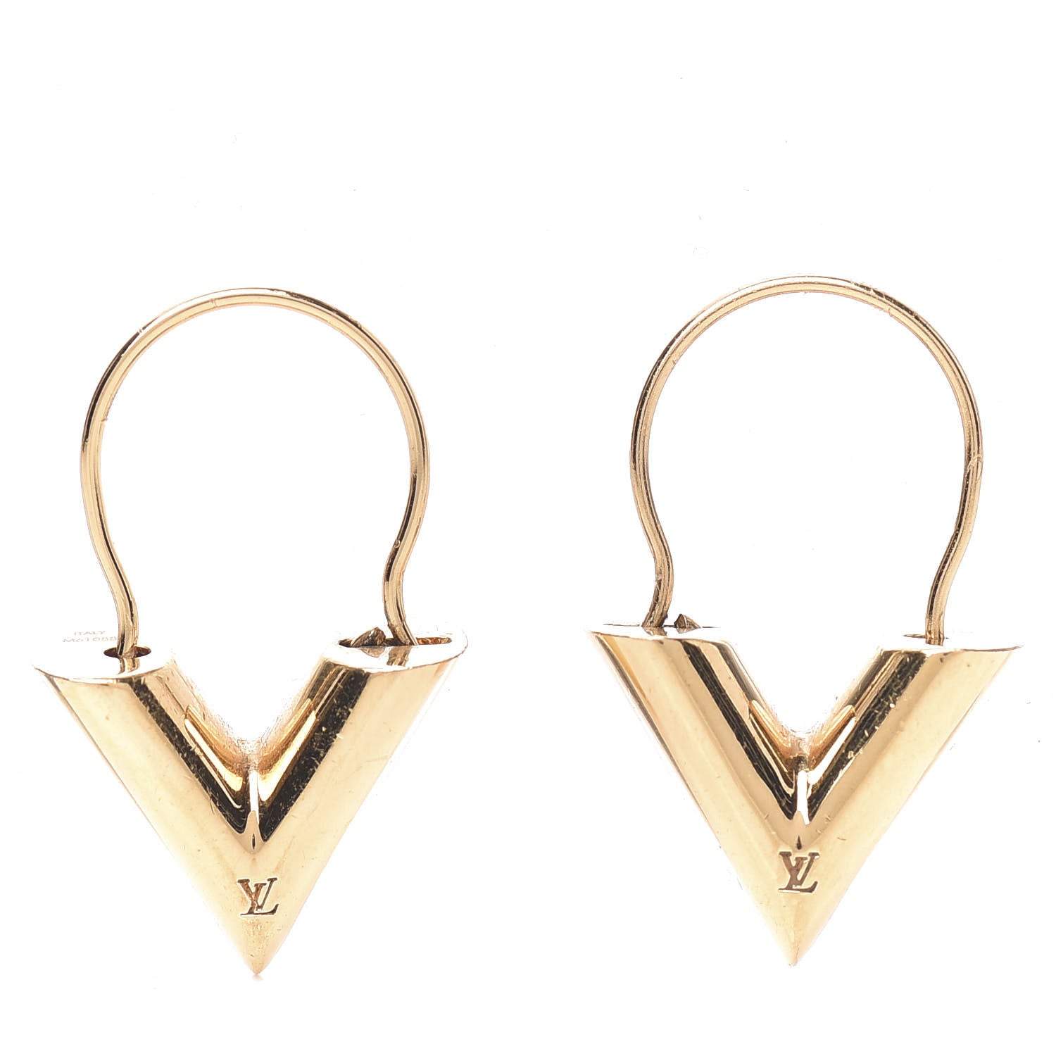Louis Vuitton Brass Essential V Hoop Earrings Gold 1 of 4