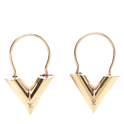 Louis Vuitton Brass Essential V Hoop Earrings Gold 1 of 4