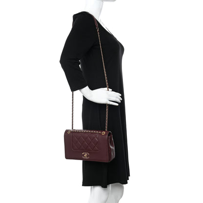 Chanel Sheepskin Quilted Vintage Mademoiselle Flap Dark Red 2 of 10