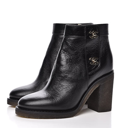 Chanel Goatskin CC Turnlock Ankle Boots Black 3 of 9