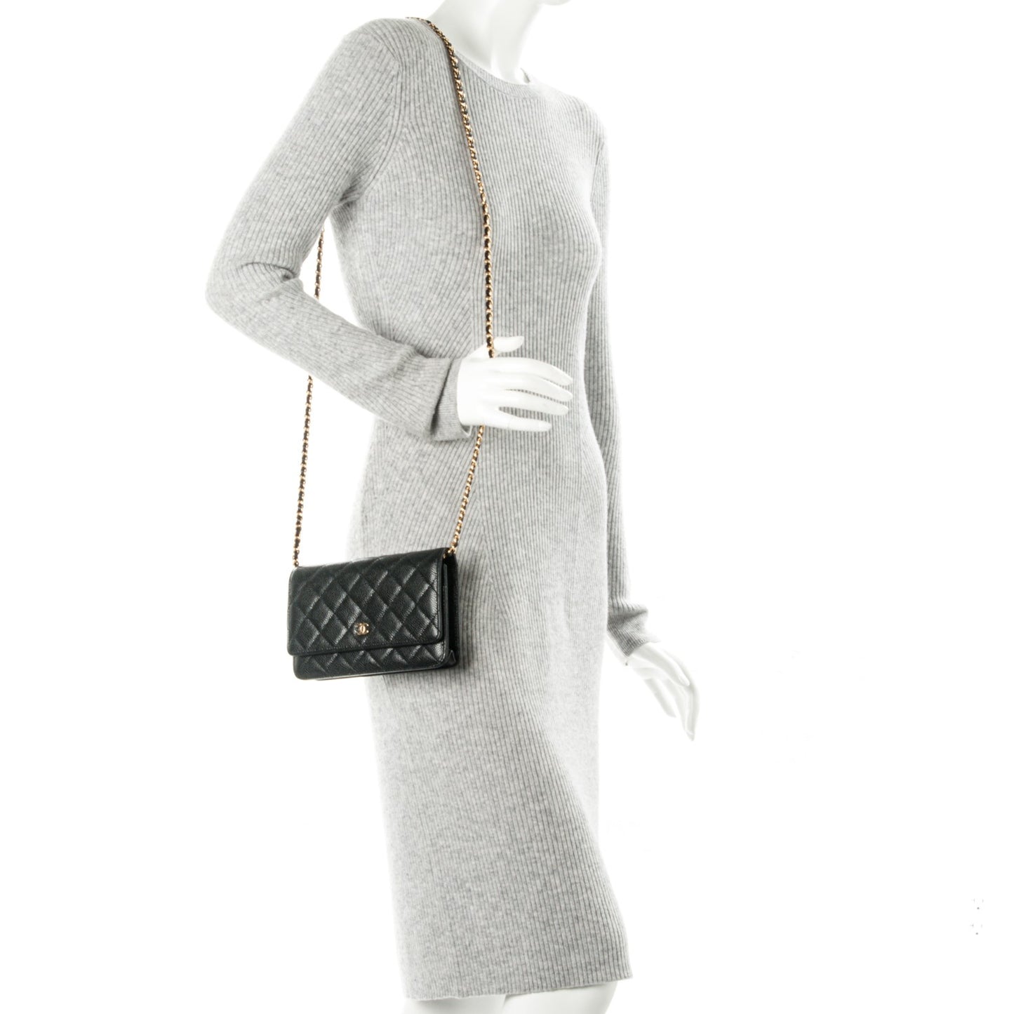 Caviar Quilted Wallet On Chain WOC Black
