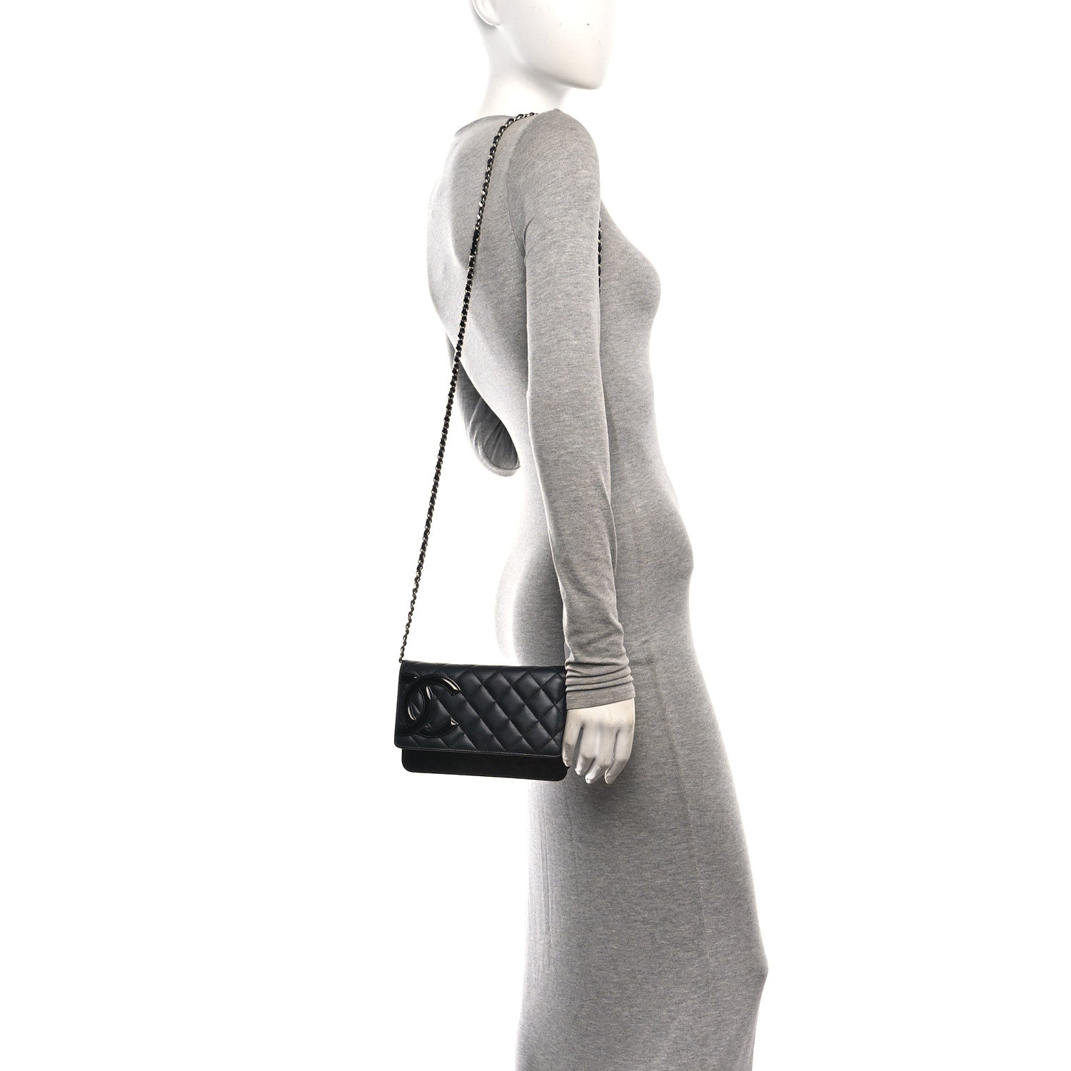 Chanel Calfskin Quilted Cambon Wallet on Chain WOC Black 2 of 11