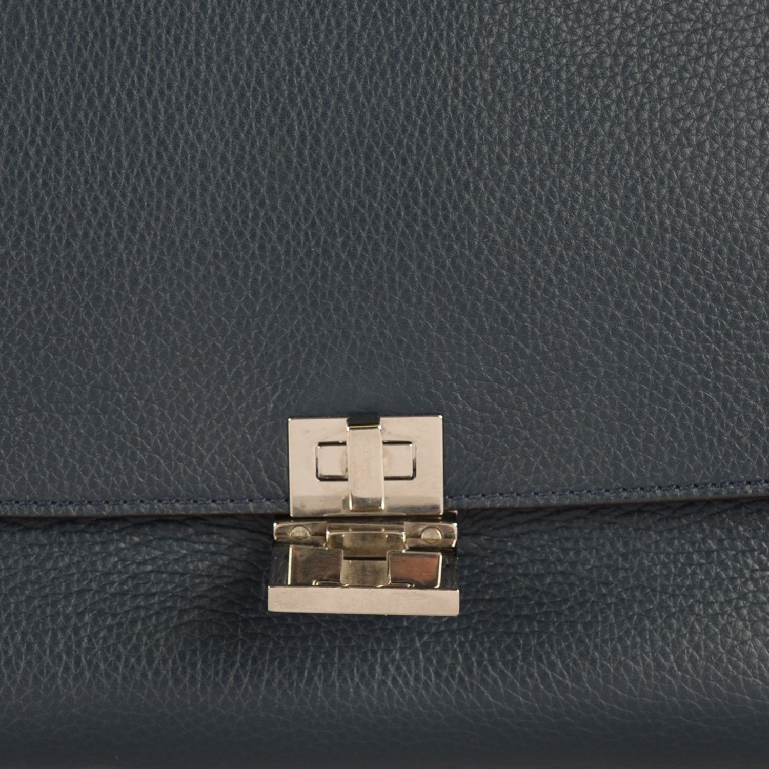 Celine Drummed Calfskin Suede Medium Trapeze Navy 2 of 10
