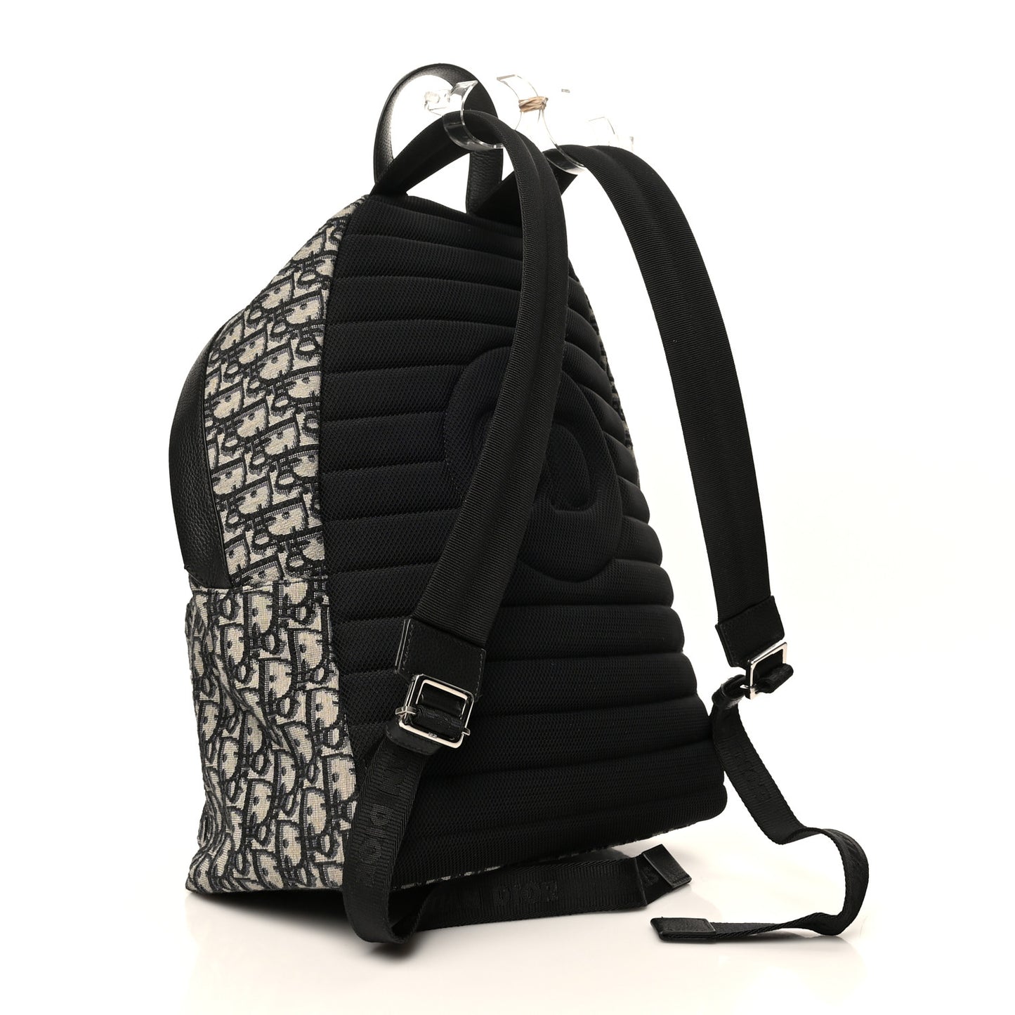 Oblique Calfskin Rider Backpack Beige Black