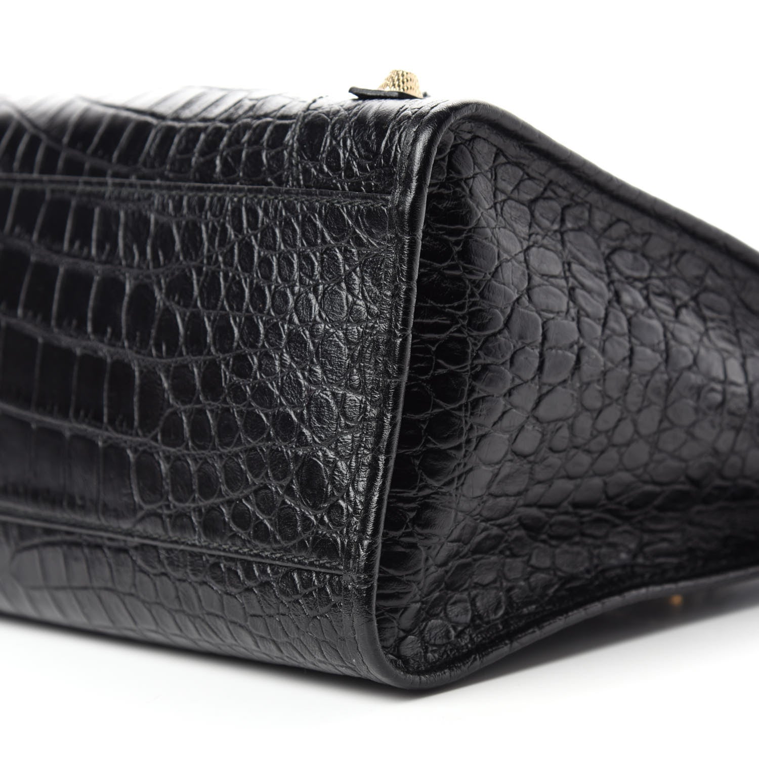 Balenciaga Calfskin Crocodile Embossed Giant 12 Gold Hardware City Black 7 of 10