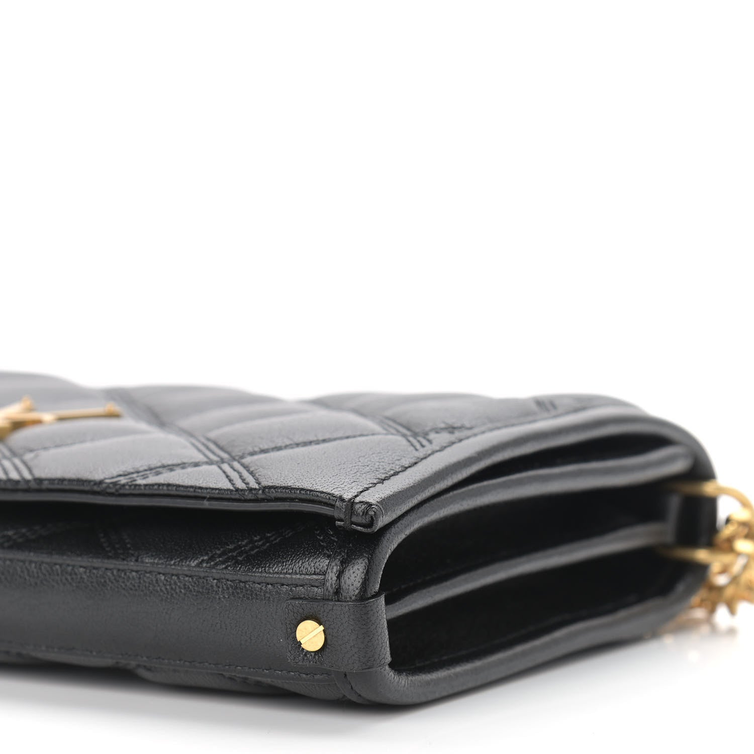 Saint Laurent Lambskin Diamond Quilted Becky Chain Wallet Black 9 of 10