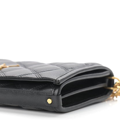 Saint Laurent Lambskin Diamond Quilted Becky Chain Wallet Black 9 of 10