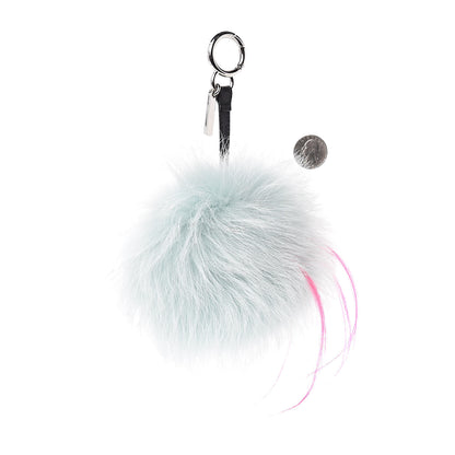 Fendi Fox Rabbit Goat Mink Fur Vitello Flamingo Bagood Monster Bag Bug Charm Light Blue 2 of 3