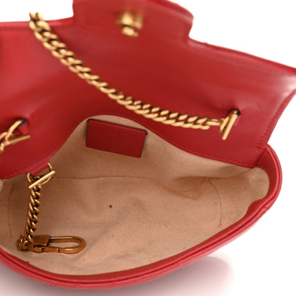 Gucci Calfskin Matelasse Super Mini GG Marmont Shoulder Bag Hibiscus Red 5 of 12