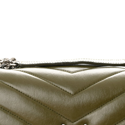 Saint Laurent Calfskin Y Quilted Monogram Medium Loulou Chain Satchel Military Olive 16 of 17