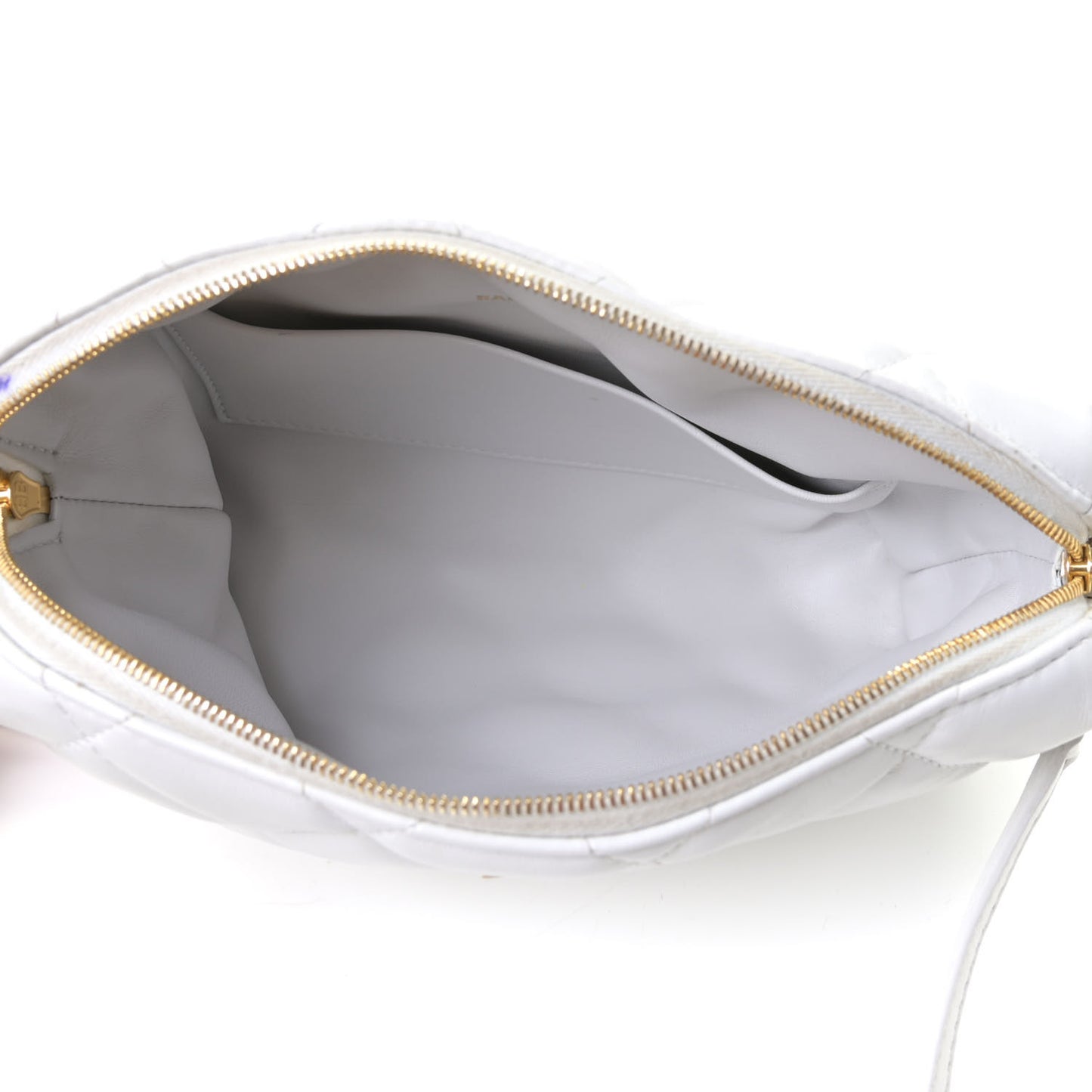 Nappa Calfskin Quilted Touch B Camera Shoulder Bag White
