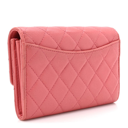 Chanel Caviar Quilted Medium Gusset Flap Wallet Pink 3 of 15