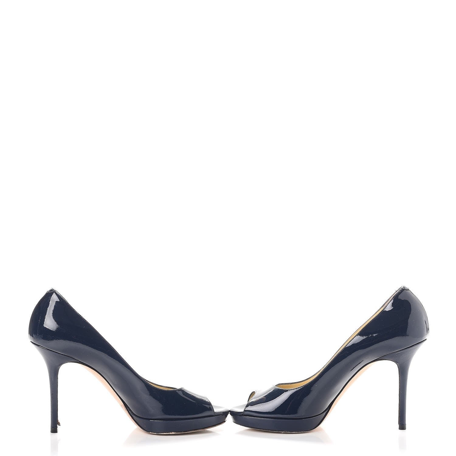 Jimmy Choo Patent Luna Platform Peep Toe Pumps 38 Navy 5 of 18