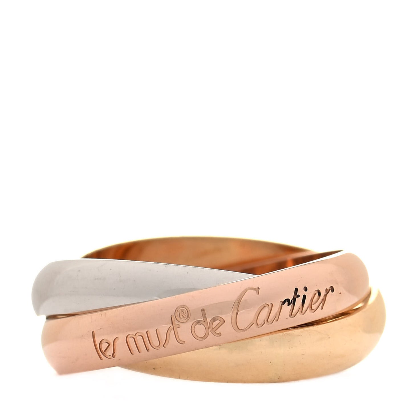 18K Pink Yellow White Gold Classic Les Must De Cartier Trinity Ring 53 6.25