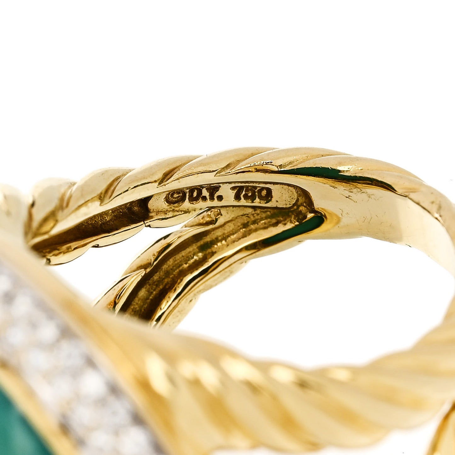 18K Yellow Gold Diamond Turquoise Albion Oval Ring 54 6.75