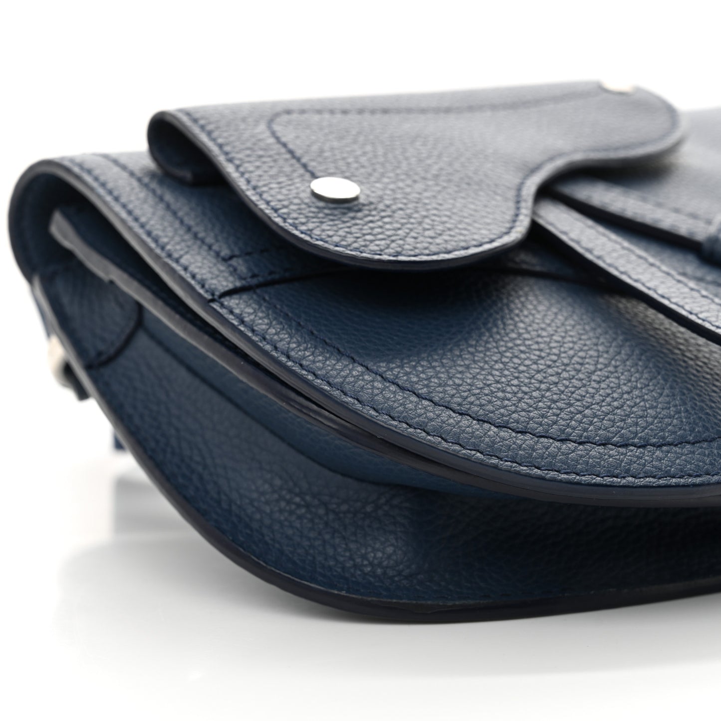 Grained Calfskin Saddle Pouch Blue