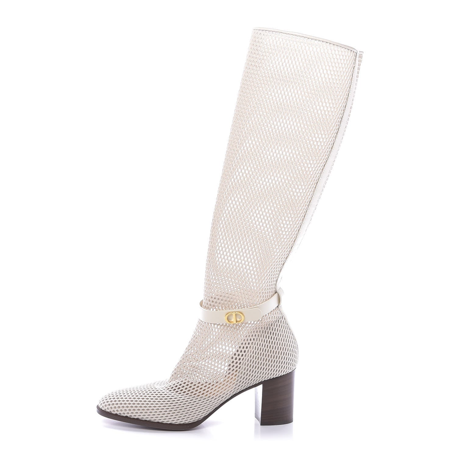 Christian Dior Empriente Mesh Montaigne Knee Boots 38.5 Off White 1 of 10