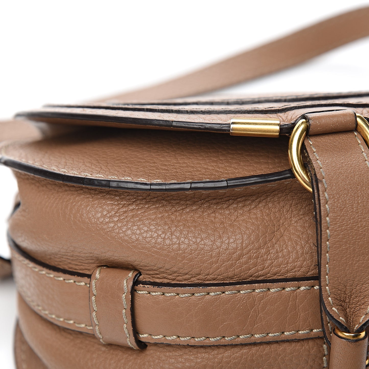 Calfskin Mini Marcie Round Crossbody Bag Nut