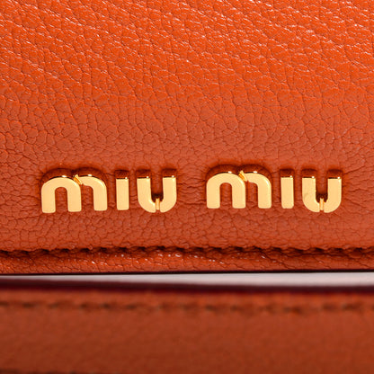 Miu Miu Goatskin Madras Shopping Tote Papaya 8 of 8