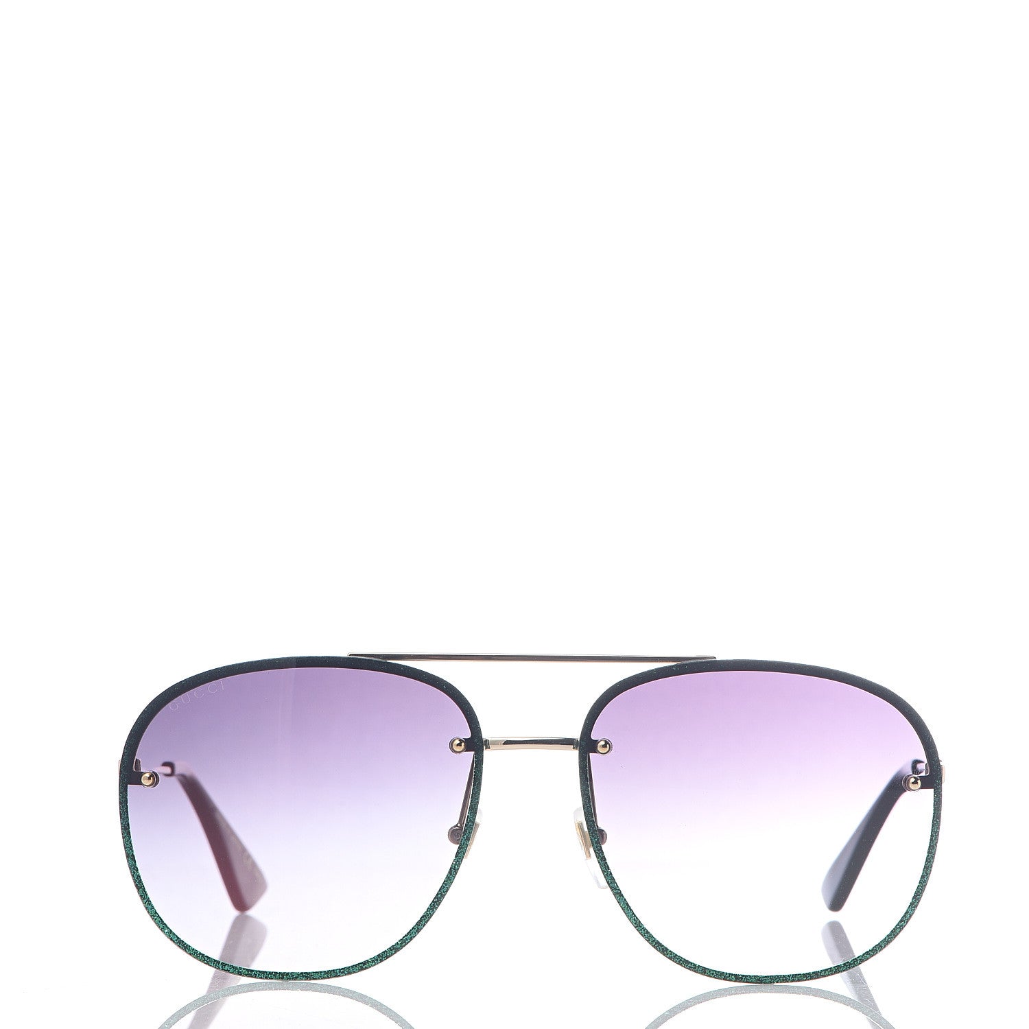 Gucci Metal Glitter Aviator Sunglasses G0227S Blue Gold 2 of 6
