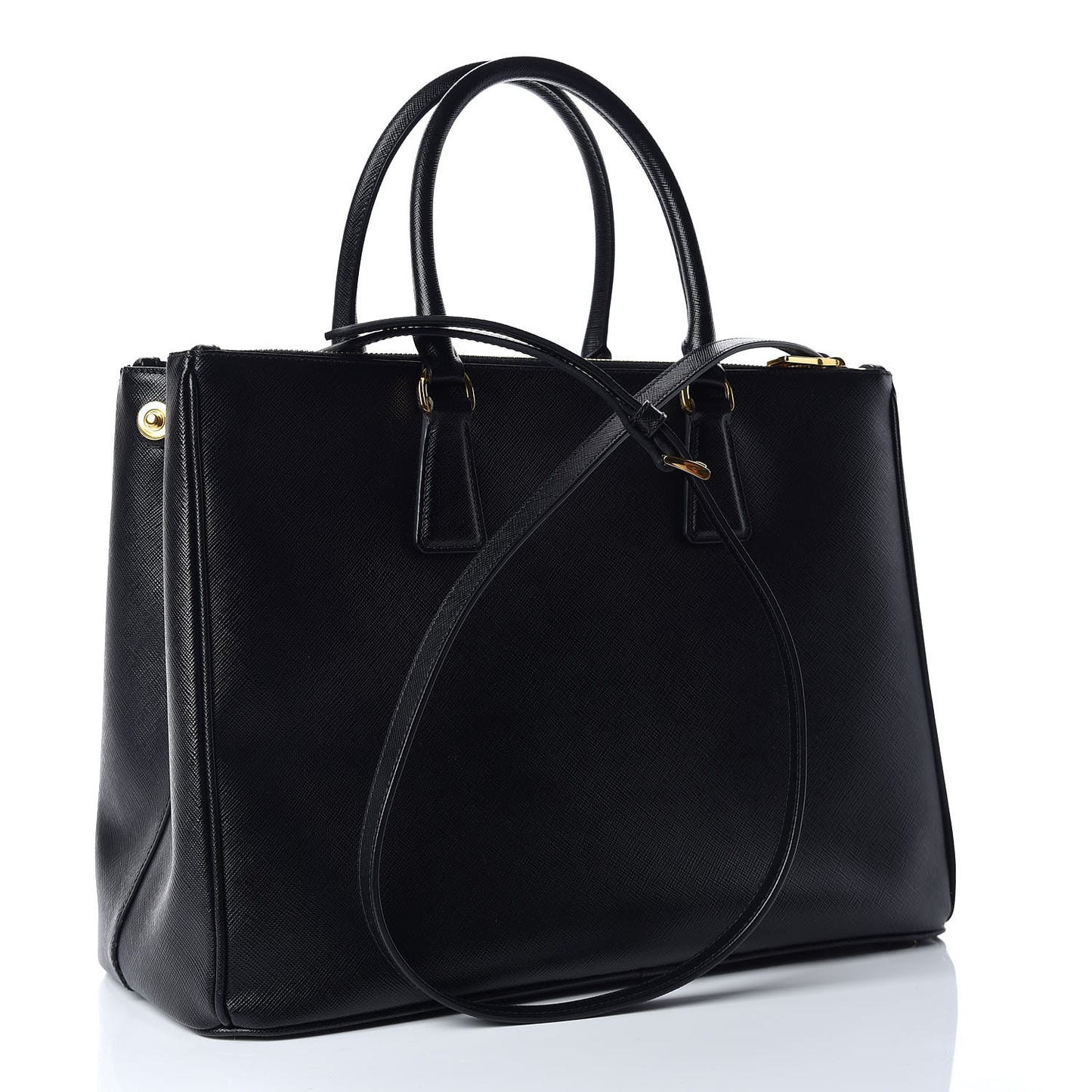 Saffiano Large Galleria Double Zip Tote Black