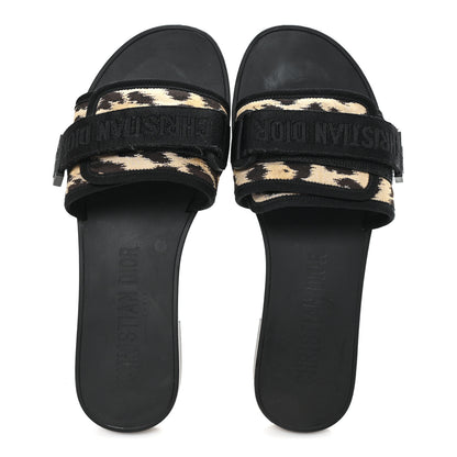 Christian Dior Technical Stretch Fabric Leopard Dio(r)evolution Slide Sandals 39 Black Natural 2 of 11