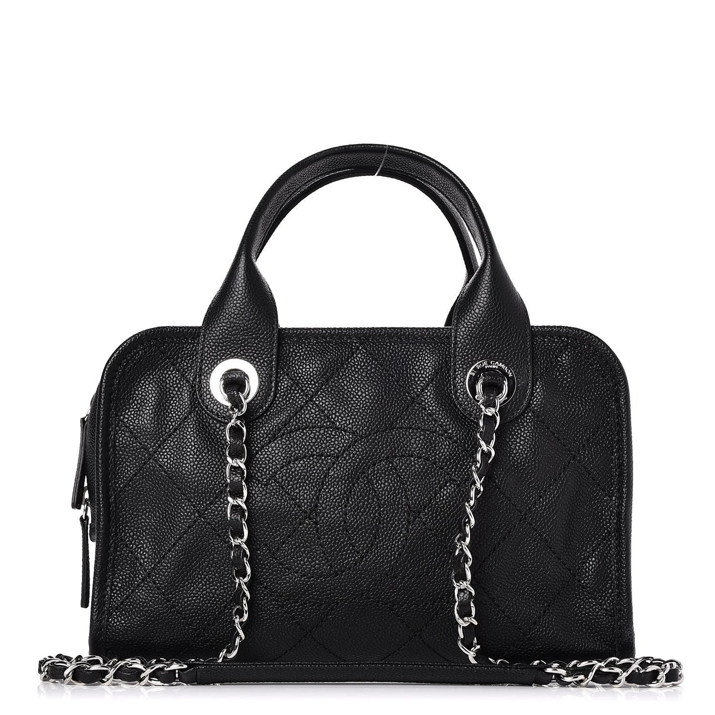 Caviar Quilted Small Deauville Bowling Bag Black