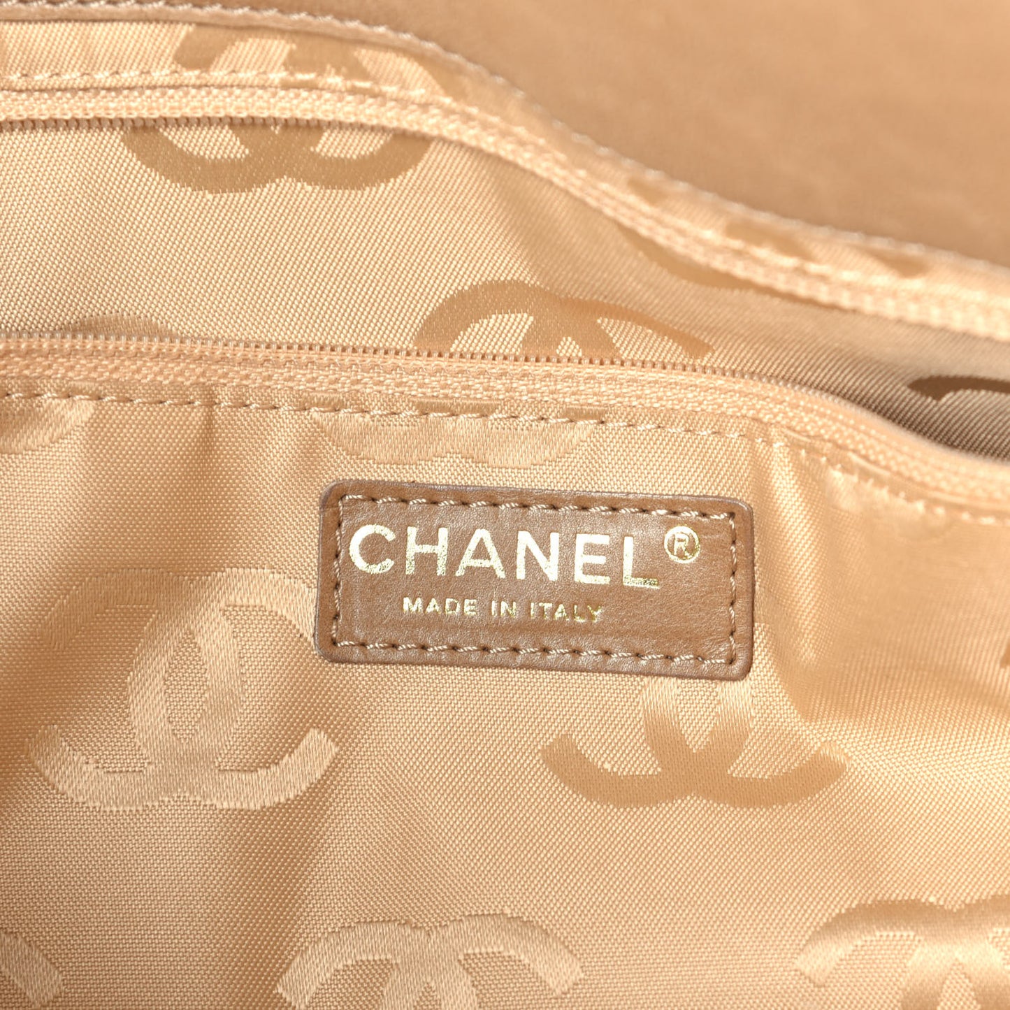 Patent Perforated Camellia Tote Beige