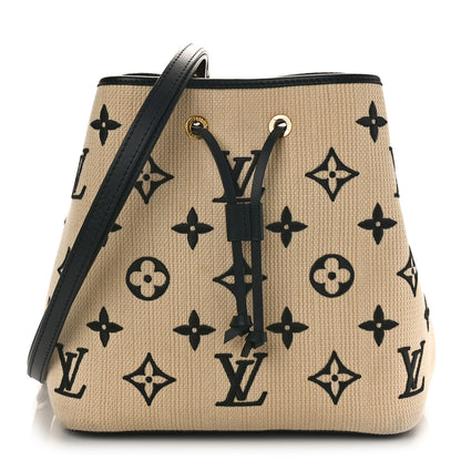 Louis Vuitton Cotton Monogram Embroidered Neonoe MM Beige Black 1 of 7