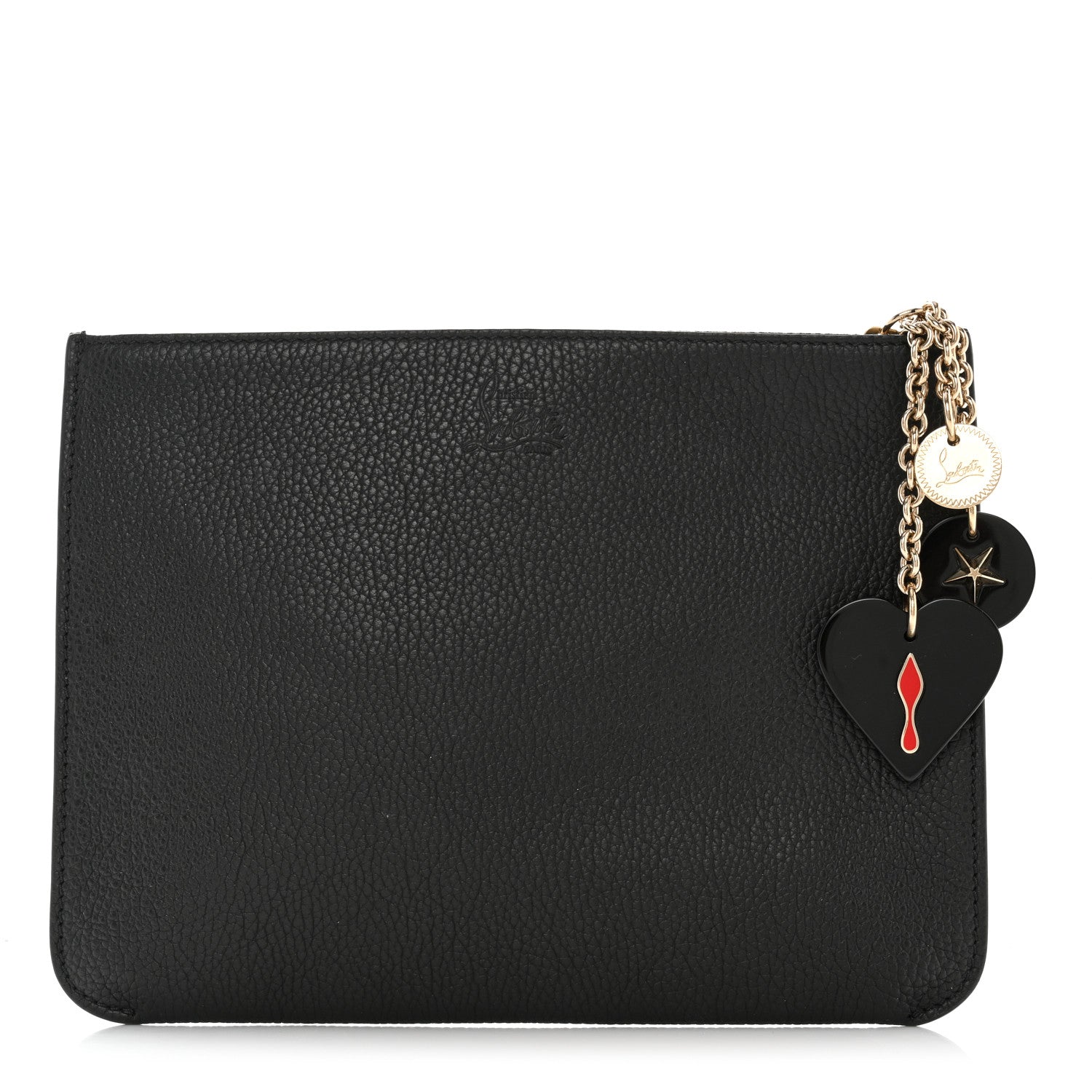 Christian Louboutin Calfskin Loubicute Charms Clutch Black 1 of 9