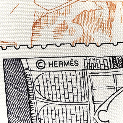 Hermes Silk Le Philateliste Du Faubourg Scarf 45 Marine Creme Mauve 4 of 5