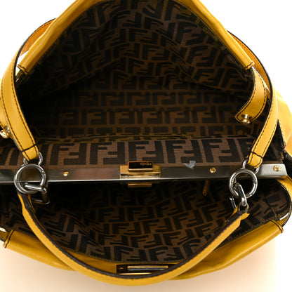 Fendi Vitello Zucca Large Peekaboo Iconic Satchel Yellow Tobacco 4 of 12