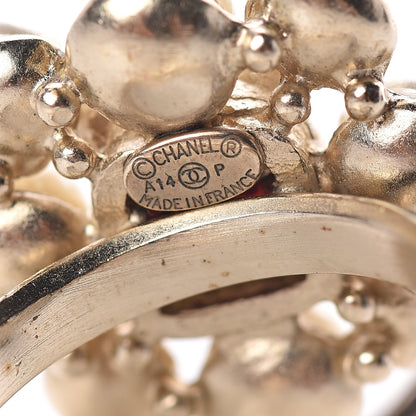 Chanel Pearl Crystal CC Ring 6 Gold 4 of 4