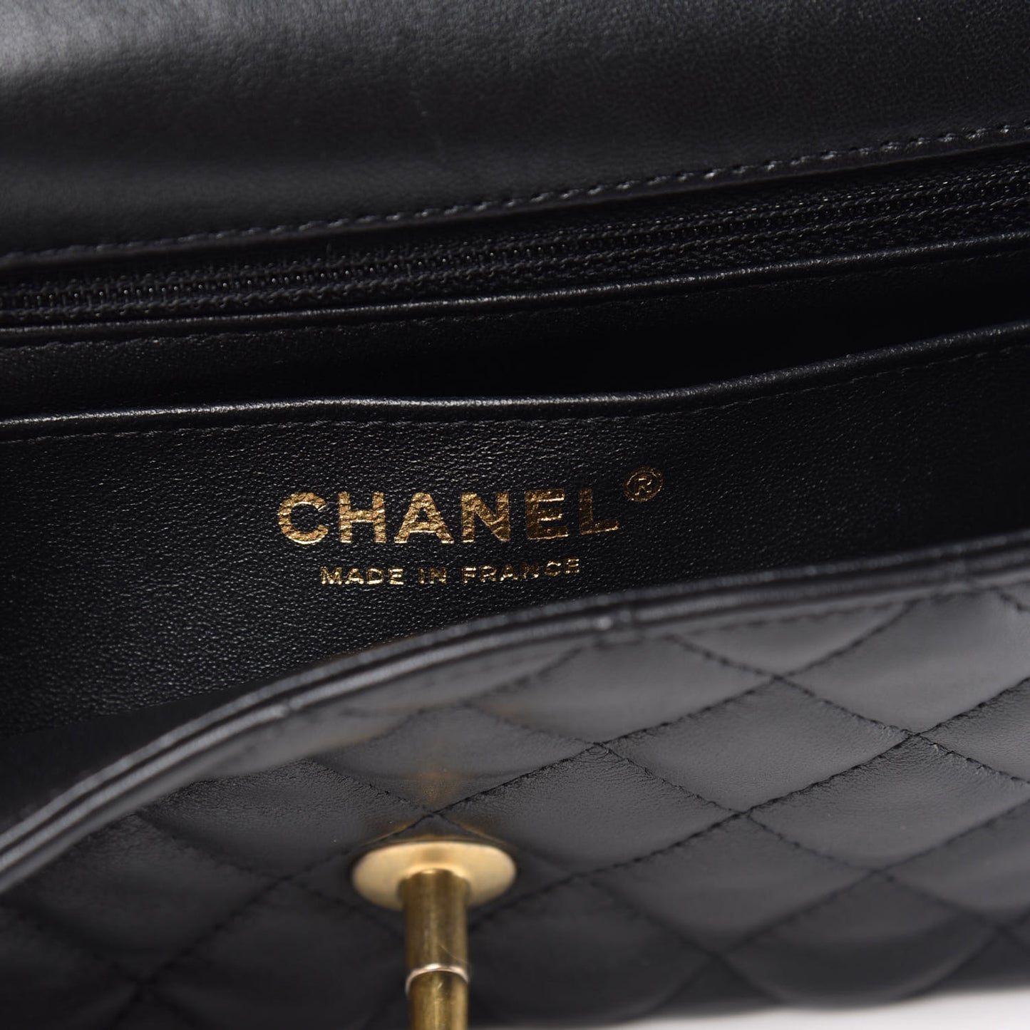 Lambskin Quilted Mini Rectangular Flap Black