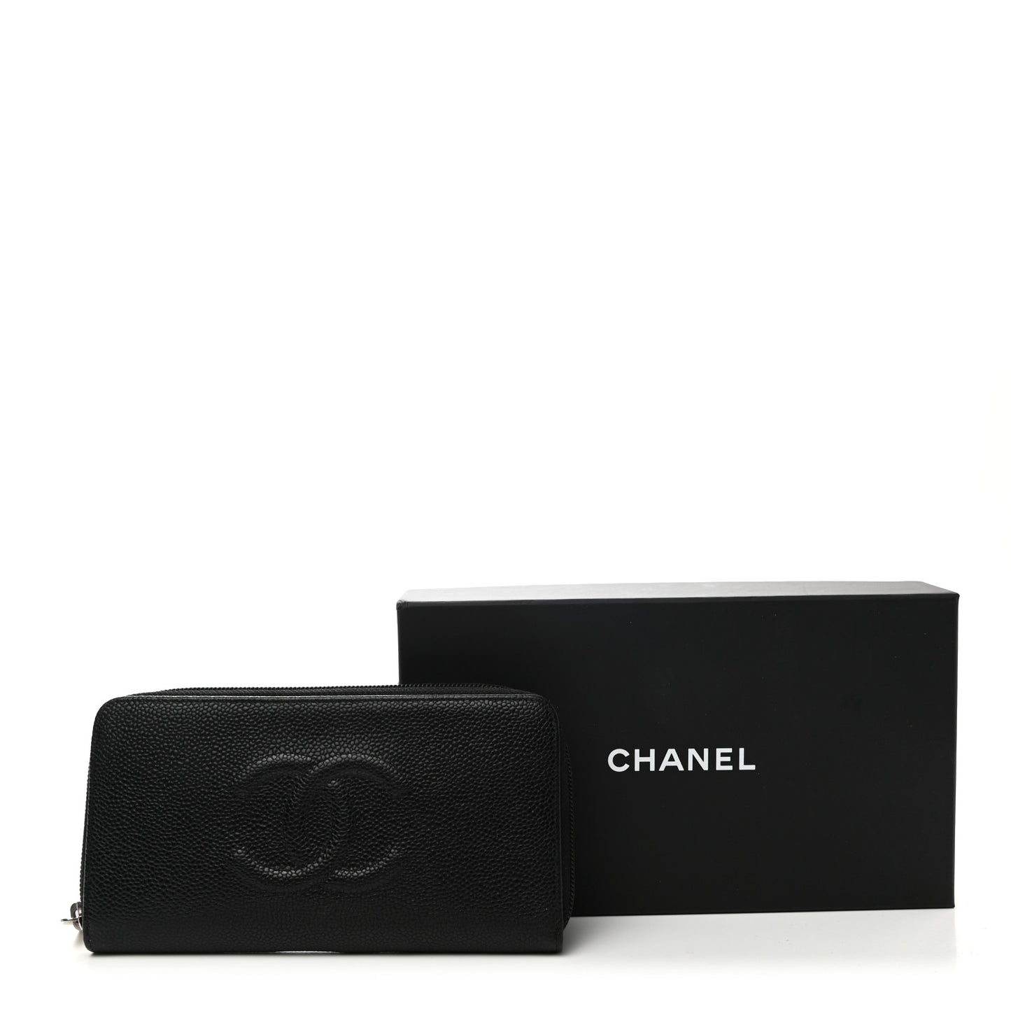Caviar Large Timeless CC Zip Around Wallet Black