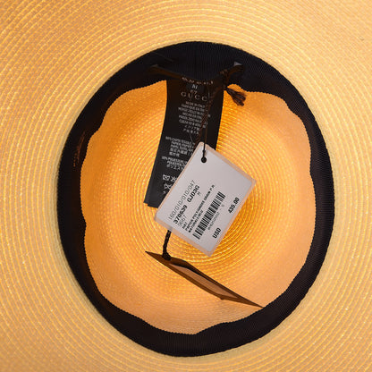 Gucci Straw Wide Brim 1973 Hat M Black Natural 8 of 9