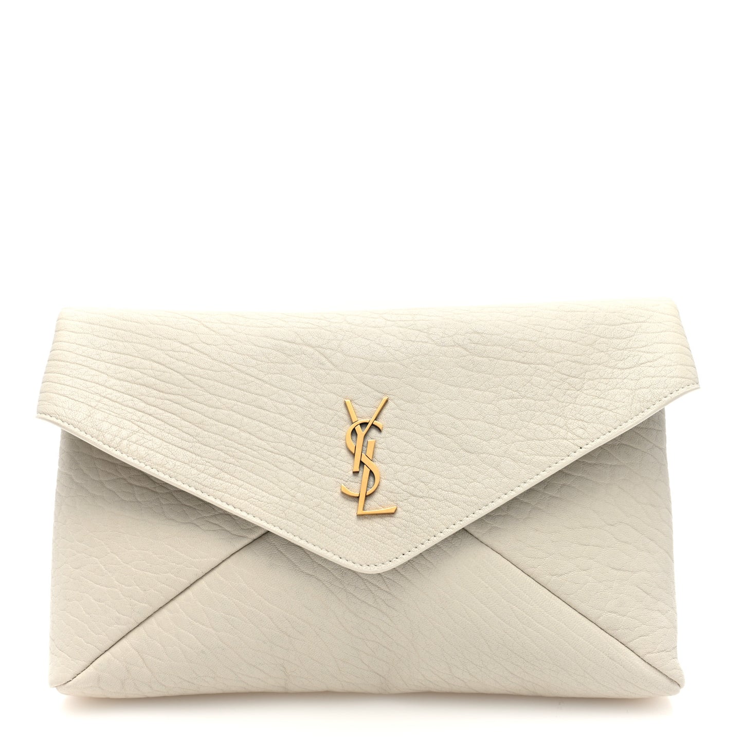 Grained Lambskin Large Cassandre Envelope Pouch Blanc Vintage