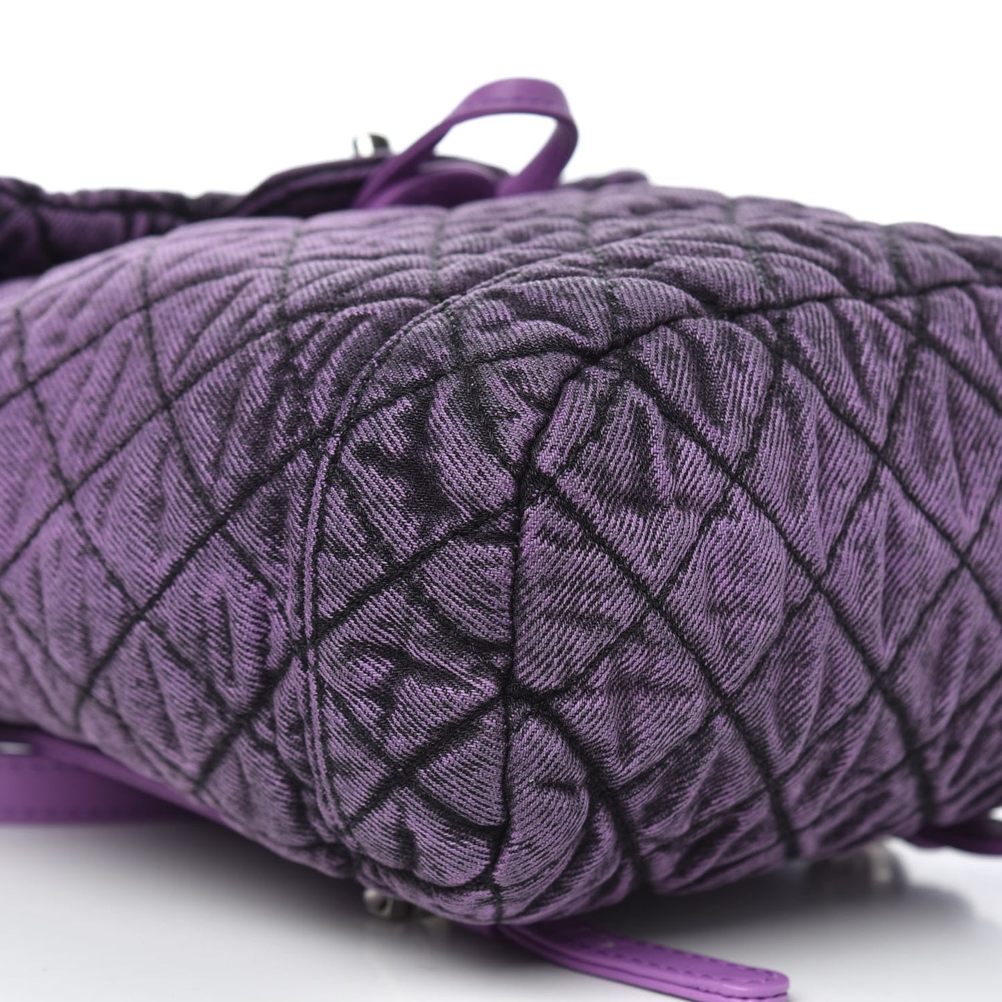 Washed Denim Quilted Denimpression Backpack Violet Purple Black