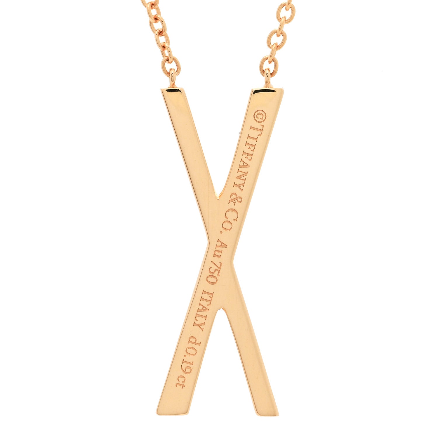 Tiffany 18K Rose Gold Diamond Large Atlas X Pendant Necklace 5 of 6