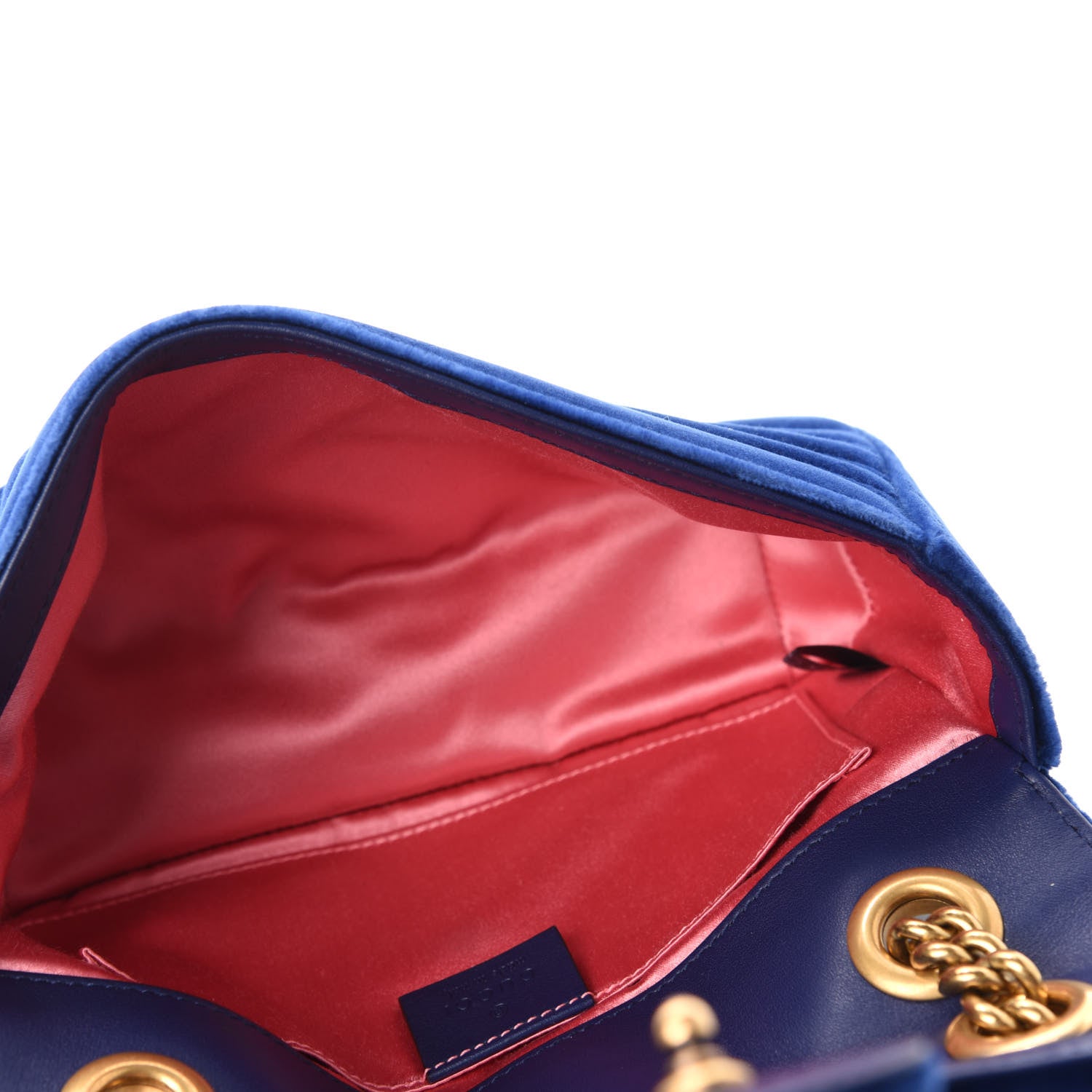 Gucci Velvet Matelasse Mini GG Marmont Shoulder Bag Cobalt Blue 5 of 10
